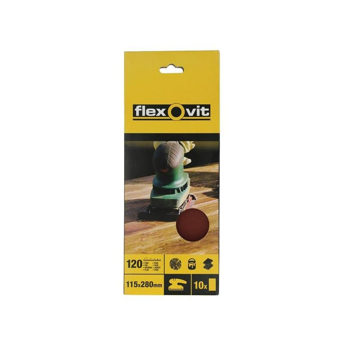 Flexovit 1/2 Sanding Sheets Orbital Plain Fine 120 Grit (Pack 10) Flexovit - Town Tools