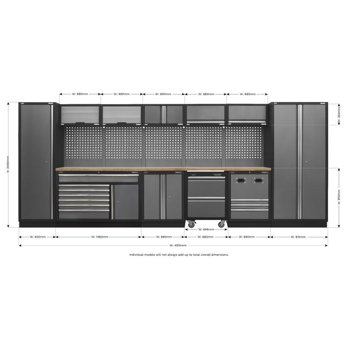 Superline Pro Superline PRO Storage System with Pressed Wood Worktop 4.9m Superline Pro - Town Tools 