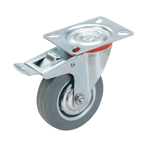 Fixman Braked Swivel Rubber Castor 100mm 70kg Fixman - Town Tools 