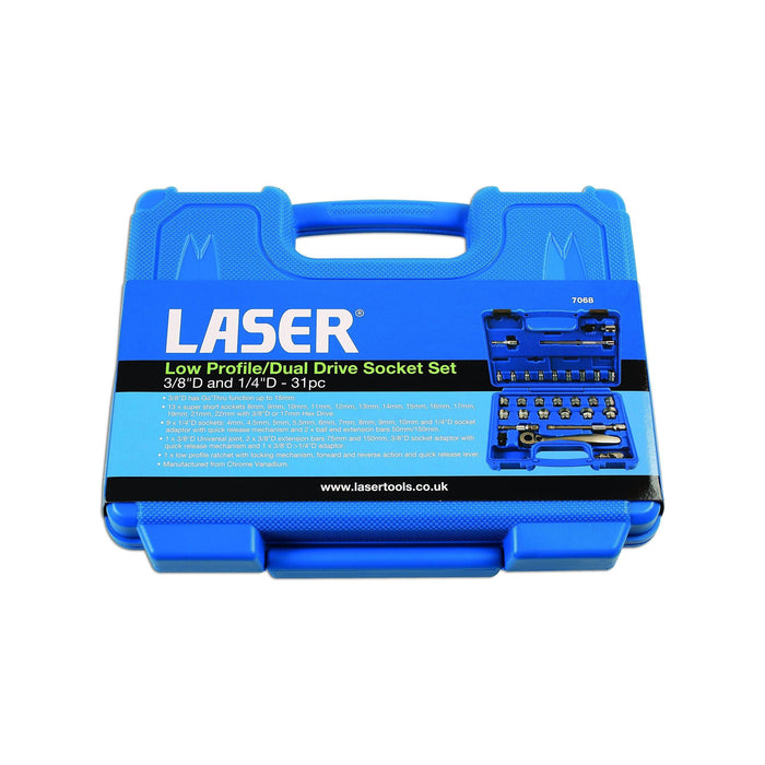 Laser Low Profile/Dual Drive Socket Set 31pc 7068