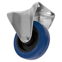 Sealey Heavy-Duty Blue Elastic Rubber Fixed Castor Wheel100mm Trade