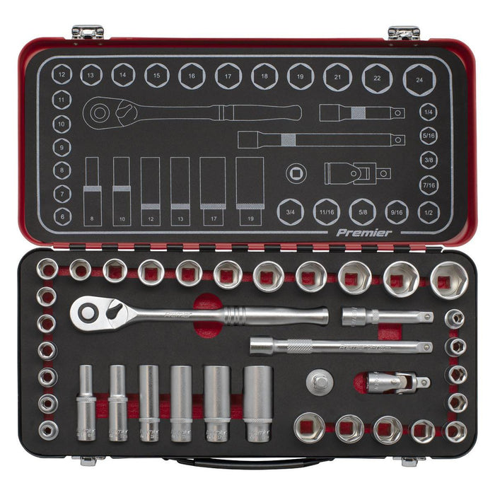 Premier Platinum Metric/Imperial Socket Set 3/8"Sq Drive 37pc Sealey Premier Platinum - Town Tools 