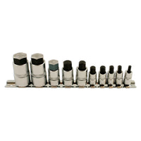 Laser Hex Socket Bit Set 1/4"D, 3/8"D, 1/2"D 10pc 5522