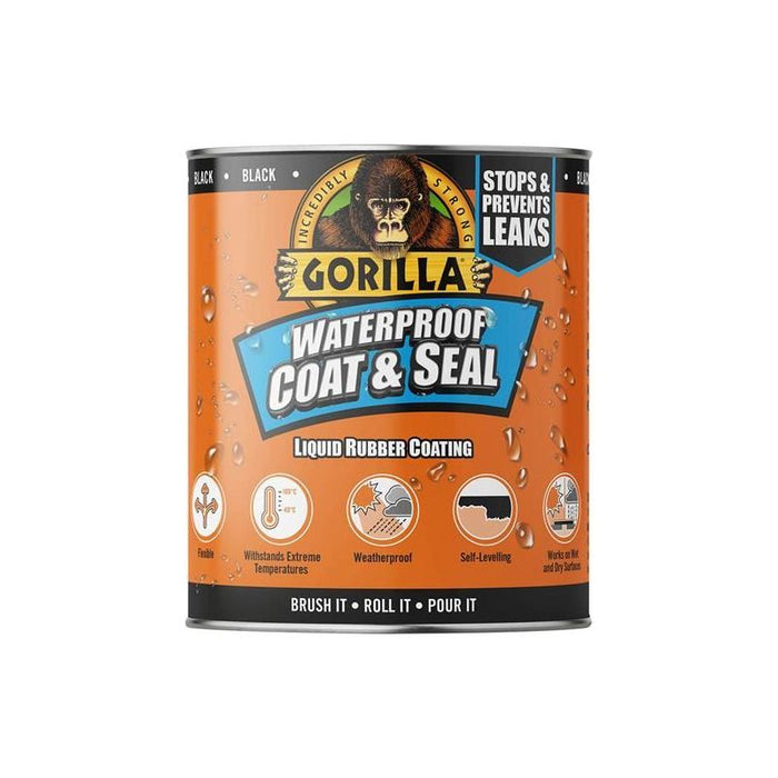 Gorilla Glue Waterproof Coat & Seal Liquid Rubber Coating Black 946ml Gorilla Glue - Town Tools