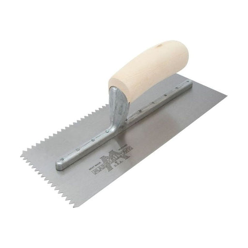 Marshalltown M701S Notched Trowel V 3/16in Wooden Handle 11 x 4.1/2in Marshalltown - Town Tools