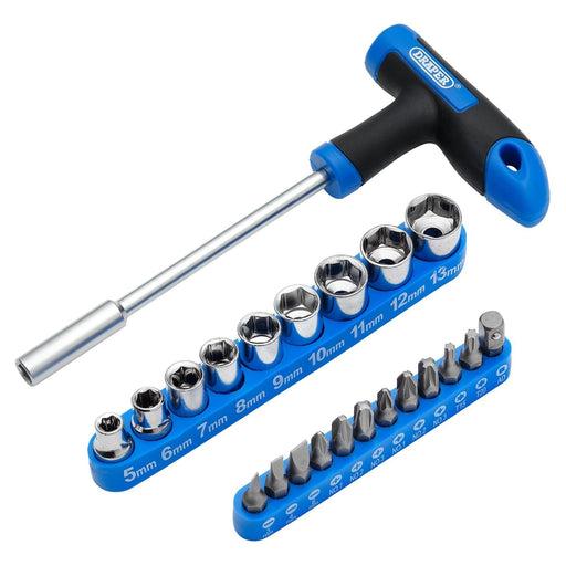 Draper T-Handle Screwdriver, Socket and Bit Set, 1/4" Sq. Dr. (22 Piece) Draper - Town Tools