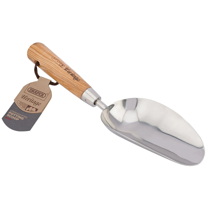 Draper Heritage Stainless Steel Hand Potting Scoop with Ash Handle - DPSG/L