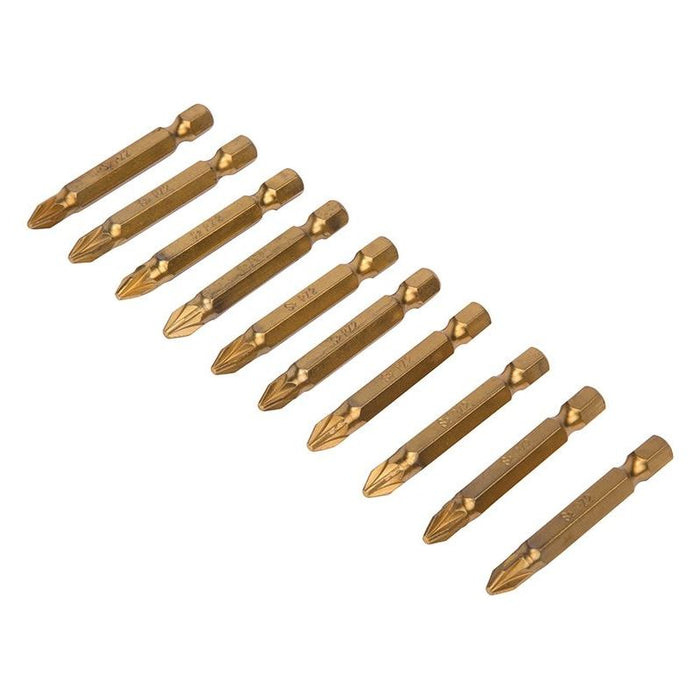 Bluespot Tools Titanium Coated Screwdriver Bits PZ2 x 50mm (Pack 10) BlueSpot Tools - Town Tools