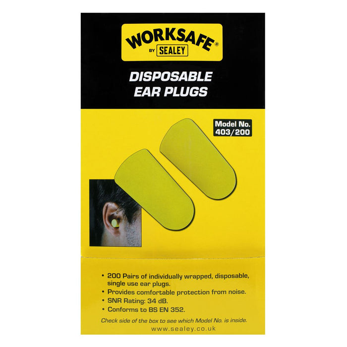 Worksafe Worksafe Disposable Ear Plugs - 200 Pairs 403/200 Worksafe - Town Tools 