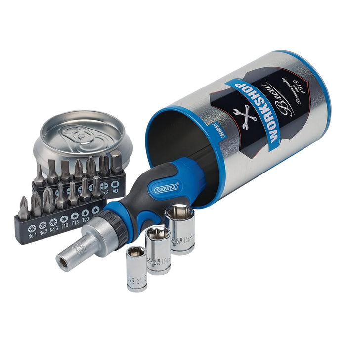 Draper Stubby Ratchet Screwdriver and Bit Set, Special Edition