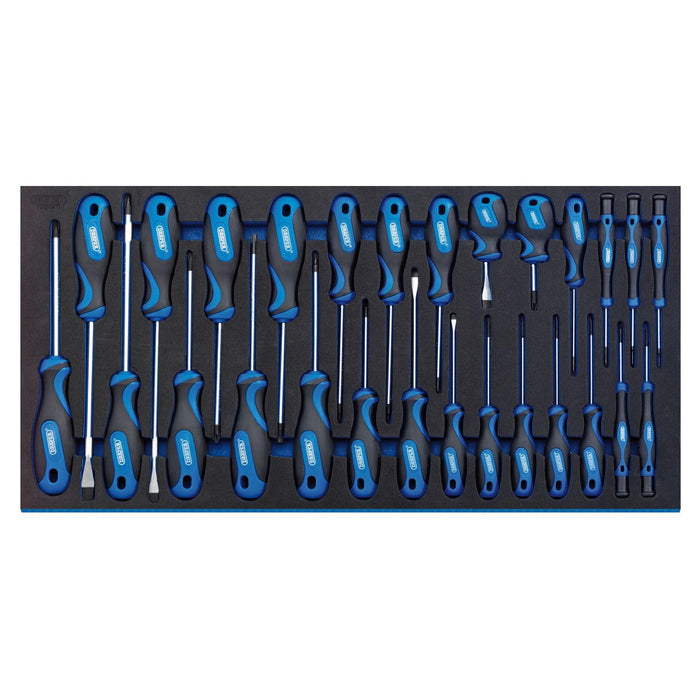 Draper Soft Grip Screwdriver Set in Full Drawer EVA Insert Tray (27 Piece) 63406 Draper - Town Tools 