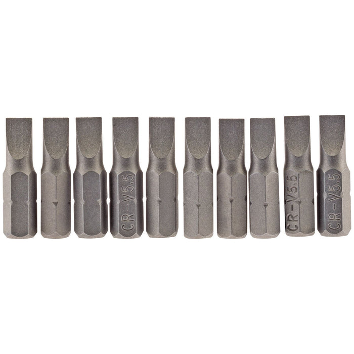 Draper Plain Slot Insert Bit, 5.5mm, 1/4" Hex, 25mm Long (Pack of 10) 64028 Draper - Town Tools 