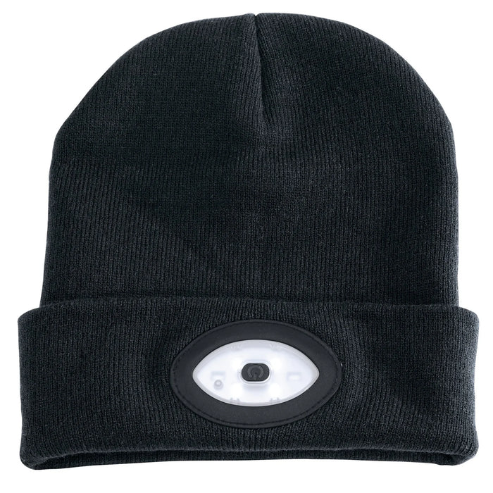 Draper Beanie Hat with Rechargeable Torch, One Size, 1W, 100 Lumens, Black