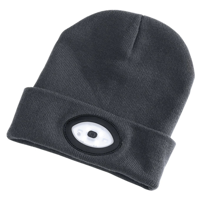 Draper Beanie Hat with Rechargeable Torch, One Size, 1W, 100 Lumens, Grey - BT-G