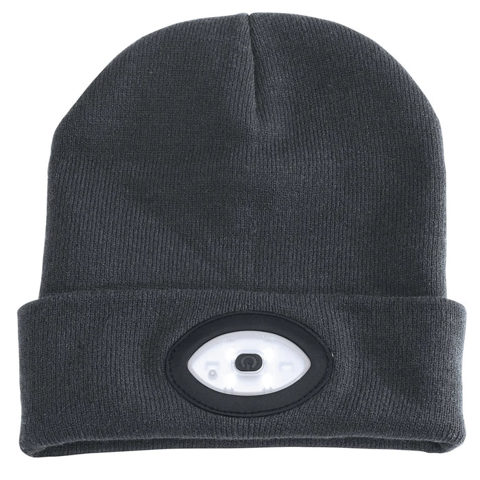 Draper Beanie Hat with Rechargeable Torch, One Size, 1W, 100 Lumens, Grey - BT-G