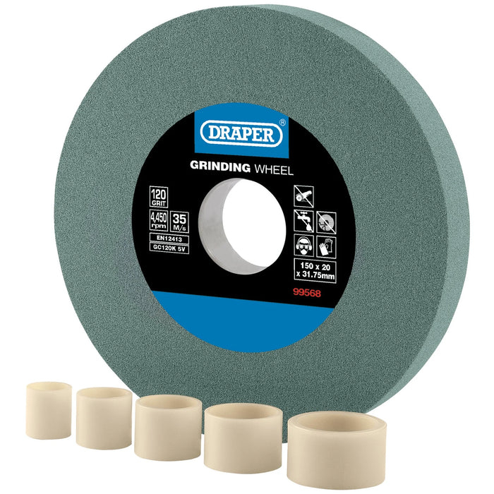 Draper Silicon Carbide Bench Grinding Wheel, 150 x 20mm, 120 Grit - BG15020S