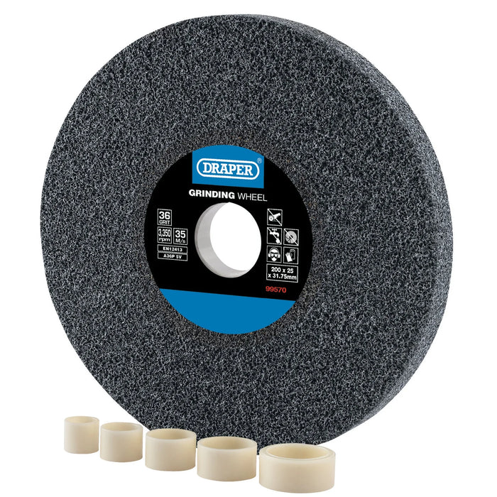 Draper Aluminium Oxide Bench Grinding Wheel, 200 x 25mm, 36 Grit - BG20025C