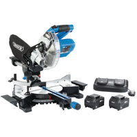 D20 20V Brushless Sliding Compound Mitre Saw, 185mm, 2 x 5Ah Batteries, 1 x