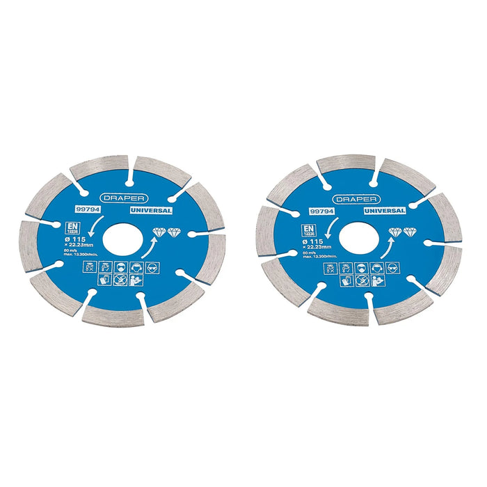 Draper Segmented Diamond Blade, 115mm (Pack of 2) - DBP1