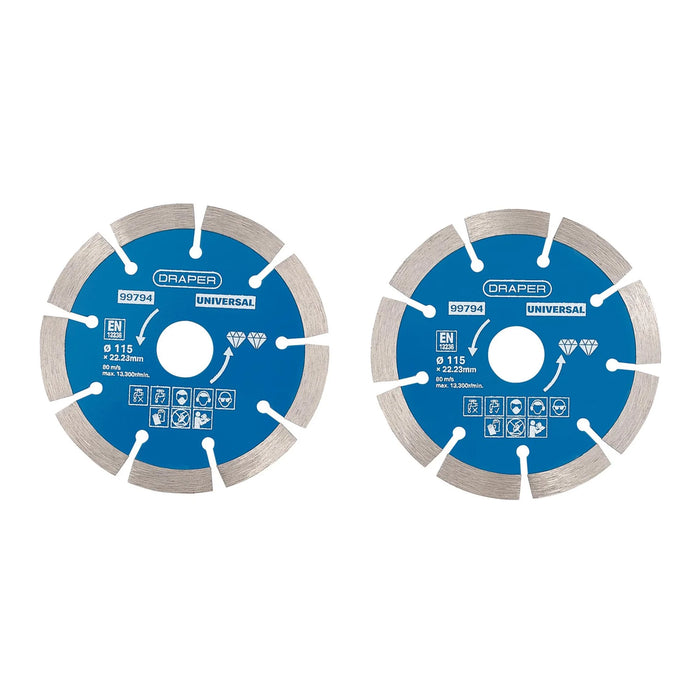 Draper Segmented Diamond Blade, 115mm (Pack of 2) - DBP1