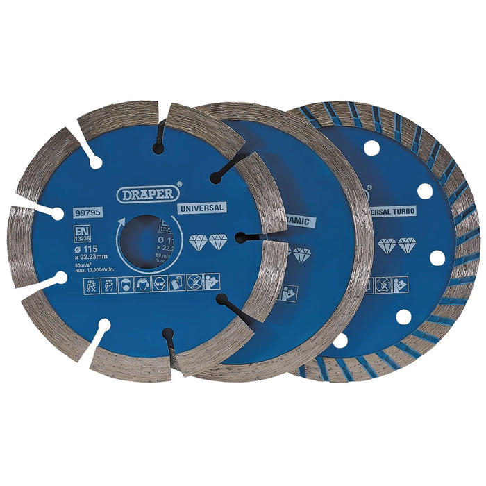 Draper Diamond Blade Set, 115mm (3 Piece) - DBP2