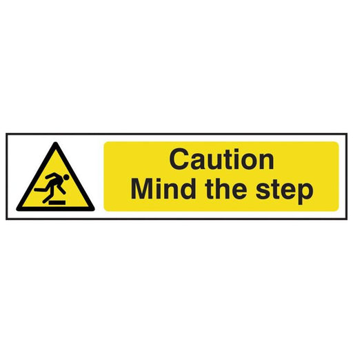 Scan Caution Mind The Step - PVC Sign 200 x 50mm Scan - Town Tools