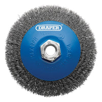Draper Steel Bevelled Crimped Wire Wheel Brush, 115mm, M14