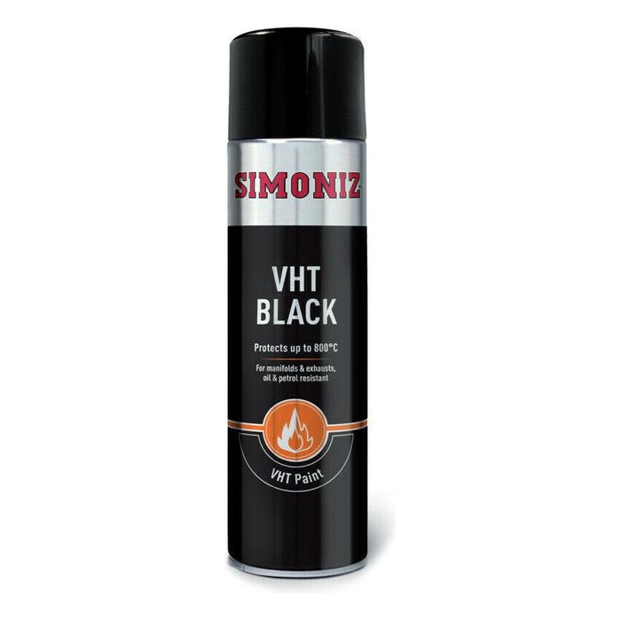 Very High Temperature VHT Black Simoniz Aerosol Auto Car Spray Paint 500ml Simoniz - Town Tools 