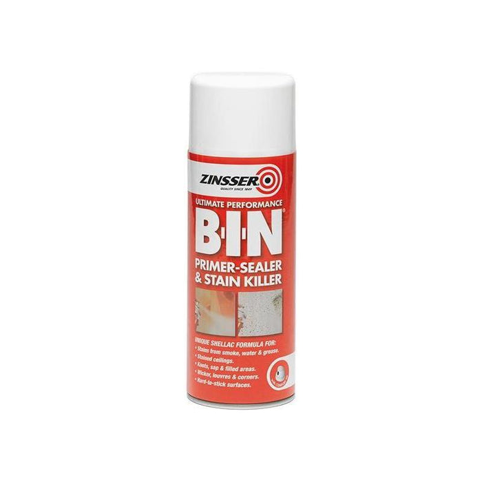 Zinsser B.I.N® Primer, Sealer & Stain Killer Aerosol White 400ml Zinsser - Town Tools