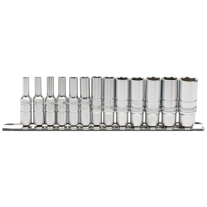 Draper Deep Metric Socket Set on a Metal Rail, 1/4" Sq. Dr. (13 Piece) 16490 Draper - Town Tools 