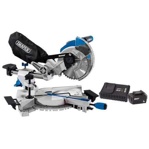 D20 20V Brushless Sliding Compound Mitre Saw, 185mm, 1 x 5.0Ah Battery, 1 x Fast