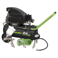 Sealey Air Compressor 24L Direct Drive 2hp with 4pc Air Accessory Kit SAC2420EPK