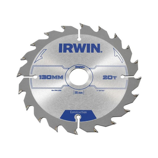 Irwin® Construction Circular Saw Blade 130 x 20mm x 20T ATB IRWIN® - Town Tools
