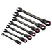 Draper Expert HI-TORQ Metric Flexible Head Ratchet Combination Spanner Set, Black (7 Piece) Draper - Town Tools
