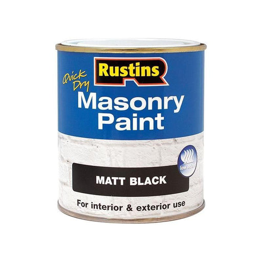 Rustins Quick Dry Masonry Paint Matt Black 500ml Rustins - Town Tools