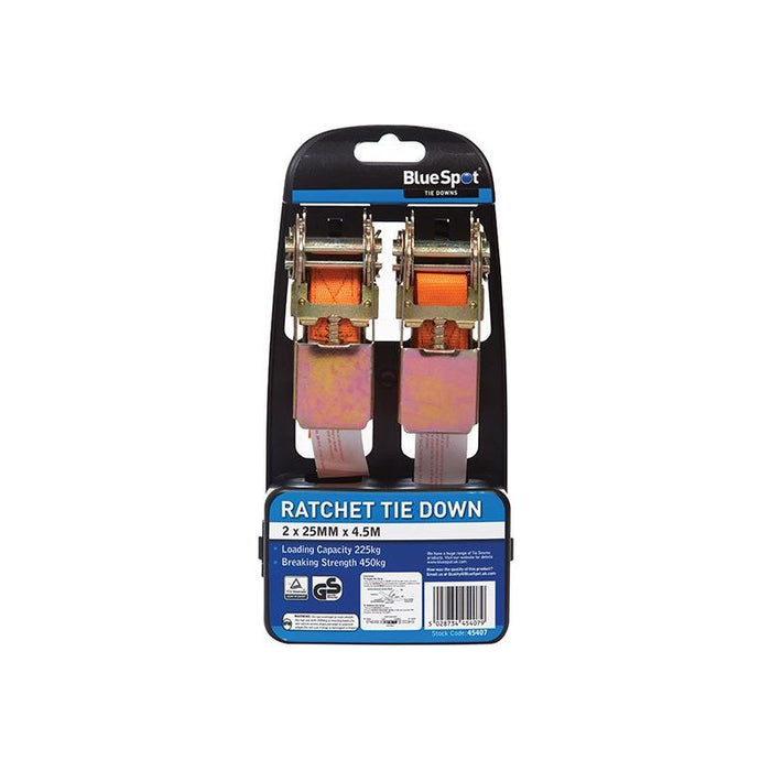 Bluespot Tools Ratchet Tie-Down Set 25mm x 4.5m BlueSpot Tools - Town Tools