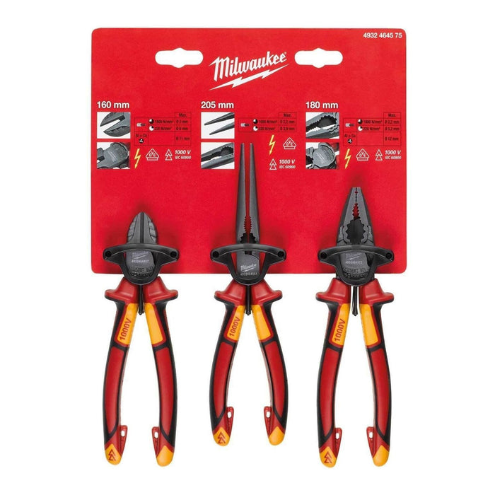 Milwaukee Vde 3Pcs Plier  Set 4932464575 Milwaukee - Town Tools 