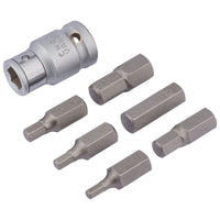 Draper Metric Hexagon Bit Set, 1/2" Sq. Dr. (7 Piece) 83565