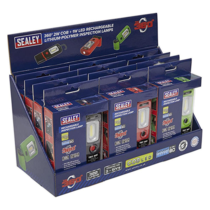 Sealey LED3601 Series Inspection Light Combination Display Pack of 12 Sealey - Town Tools 