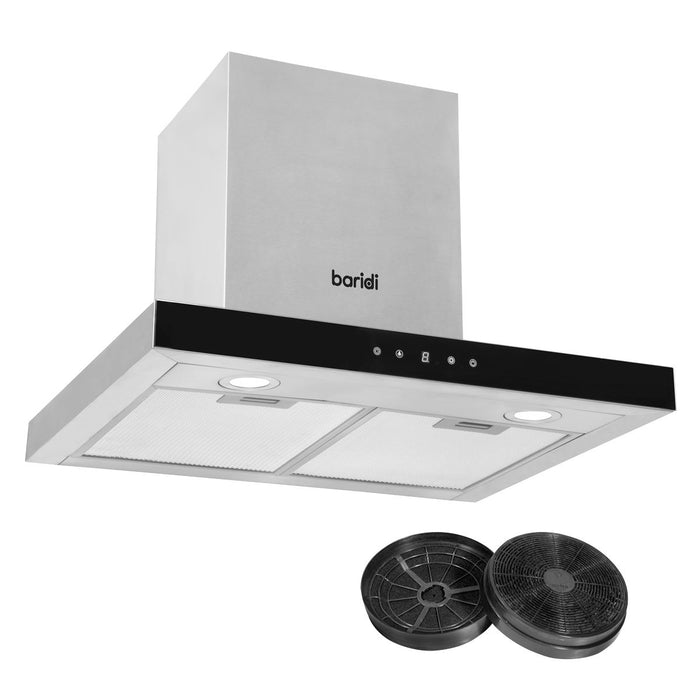 Baridi T-Shape Chimney Cooker Hood with Carbon Filters 60cm - Stainless Steel Baridi - Town Tools 