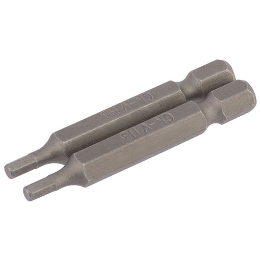 Draper Hexagonal Insert Bit, 3mm, 1/4" Hex, 50mm Long (Pack of 2) 64253 Draper - Town Tools 