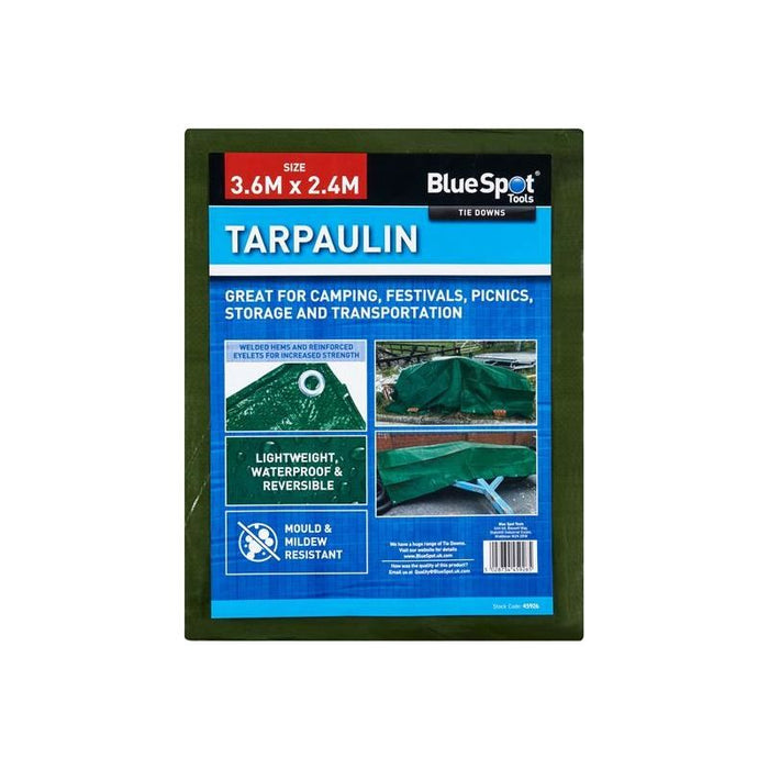 Bluespot Tools Green Tarpaulin 3.6 x 2.4m BlueSpot Tools - Town Tools