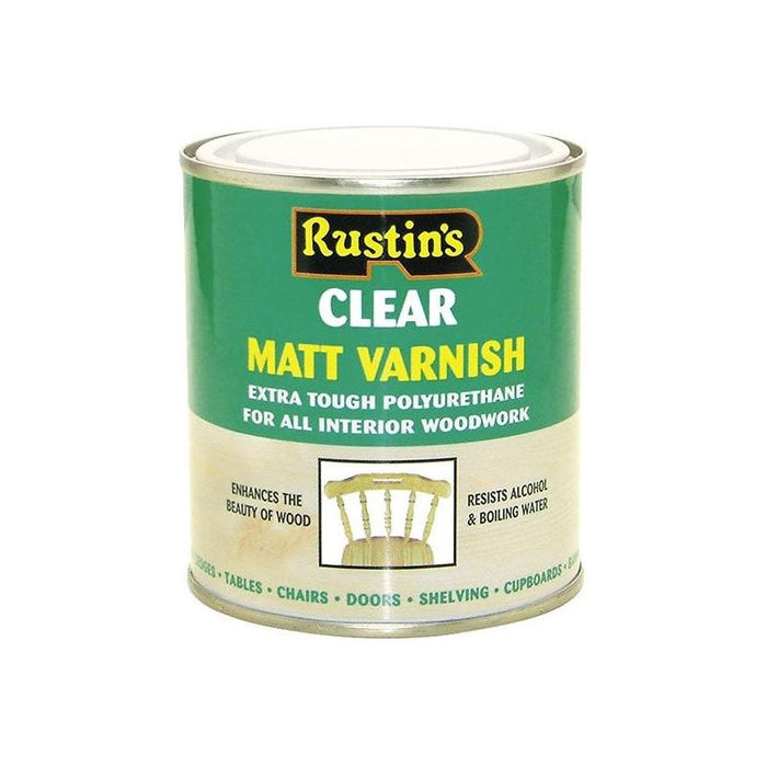 Rustins Polyurethane Varnish Matt Clear 250ml Rustins - Town Tools