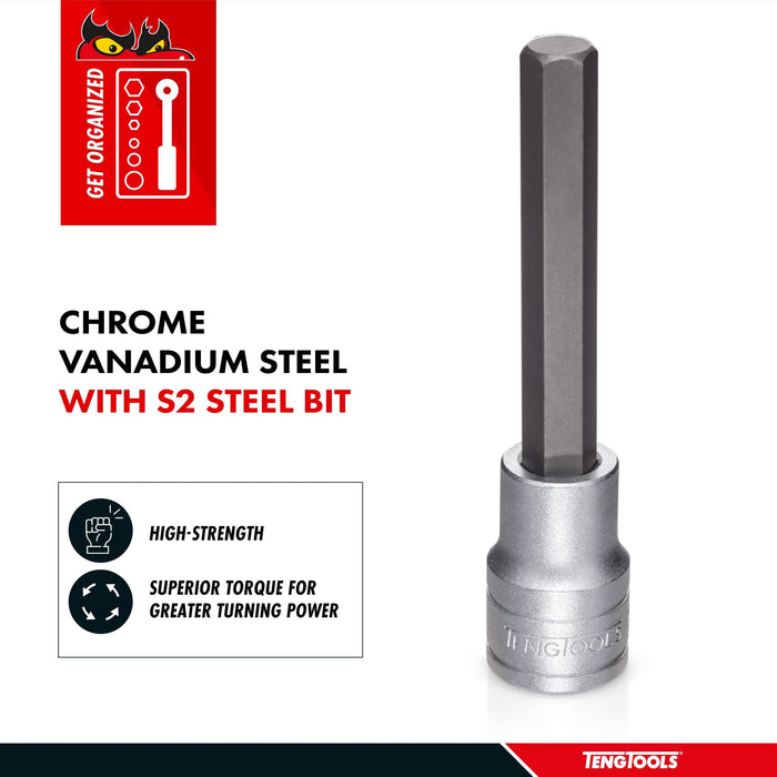 Teng Tools 1/2" Long Hex Bit Socket Metric 10mm Teng Tools - Town Tools 