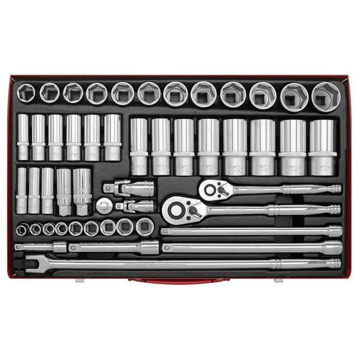 Sealey Socket Set 50pc 3/8" & 1/2"Sq Drive 6pt WallDrive Metric AK6942 Sealey - Town Tools 