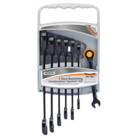 Draper HI-TORQ Metric Ratcheting Combination Spanner Set, Black (7 Piece)