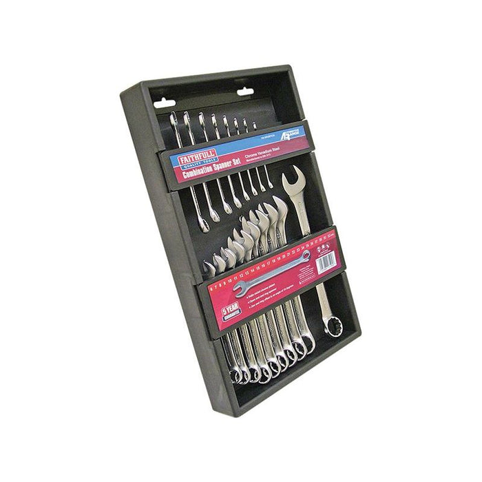 Faithfull Chrome Vanadium Combination Spanner Set, 18 Piece Faithfull - Town Tools