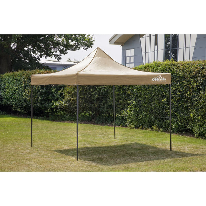 Dellonda 2x2m Pop-Up Gazebo Heavy Duty  Carry Bag Rope Stakes & Weight Beige