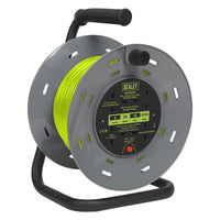 Sealey 25m Cable Reel with Thermal Trip 4 x 230V - Hi-Vis Green BCR25G