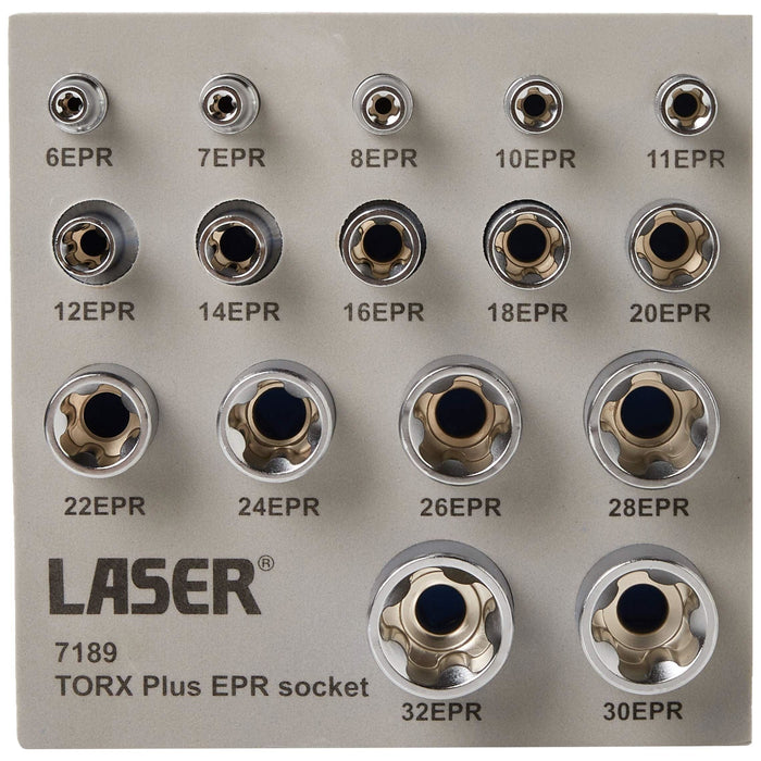 Laser Torx Plus EPR Socket Set 1/4"D, 3/8"D, 1/2"D 16pc 7189